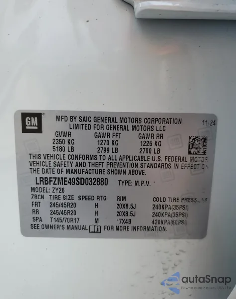 2025 Buick Envision Avenir from USA, damaged, VIN LRBFZME49SD032880